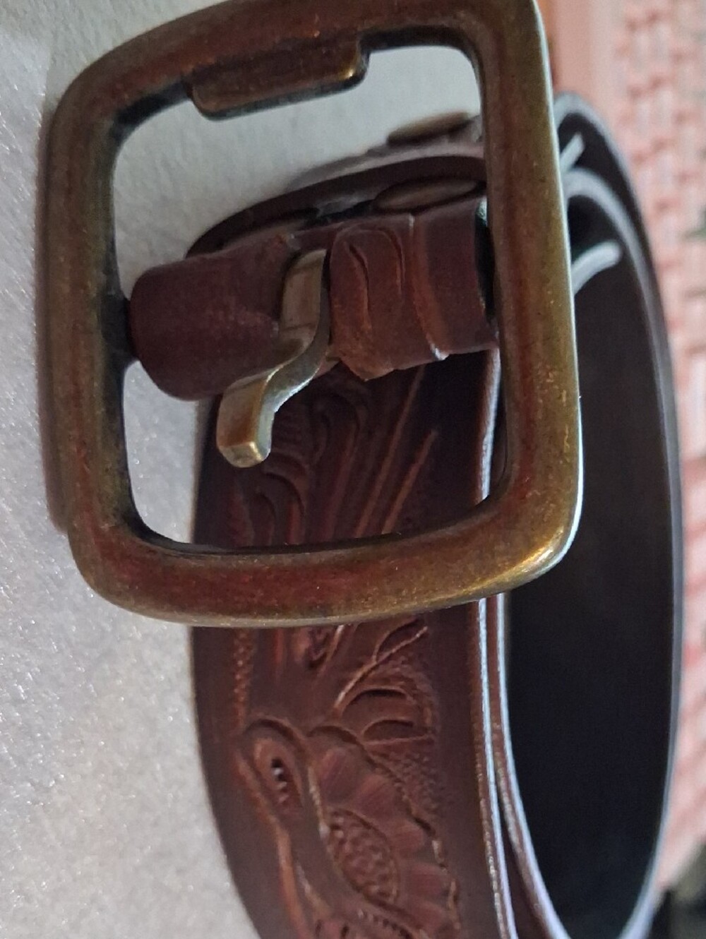 Women’s Dark Brown tooled Leather belt